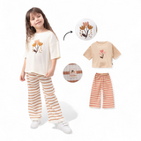 Floral Lounge Ribbed Cotton Set - Ages 2–6 Years