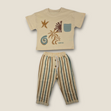 Tropical Toddler Printed Cotton Tee and Striped Pants - Ages 2–6 Years