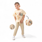 Tropical Toddler Printed Cotton Tee and Striped Pants - Ages 2–6 Years